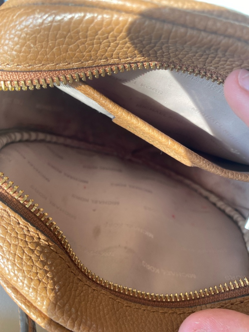 Michael Kors Cognac Pebbled Leather Round Crossbody with Tassel - Picture 2 of 4